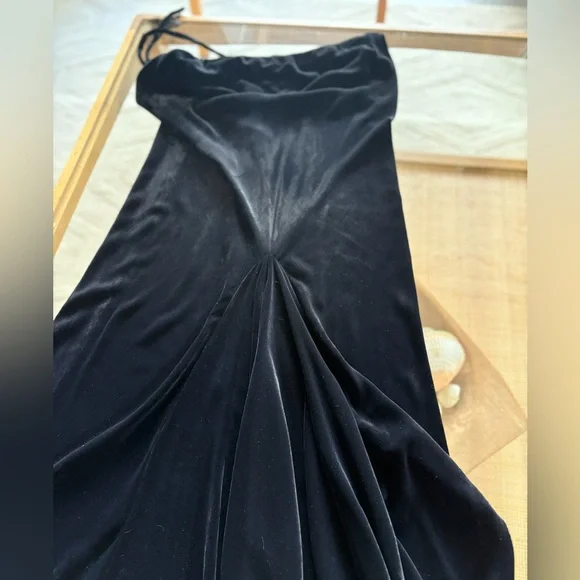 Ann Demeulemeester Black Velvet Fish Tail Drawstring Maxi Dress or floor skirt - Picture 1 of 12